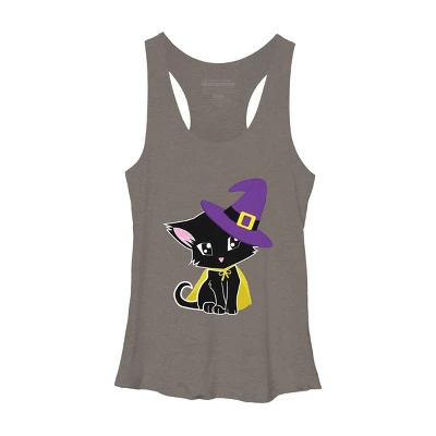 Women's Design By Humans Halloween Cat By AdrianaOliveira Racerback Tank Top - Image 8
