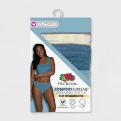 Fruit Of The Loom Women's 5pk Comfort Supreme Soft Ribbed Stretch Hi-Cut Underwear - Colors May Vary