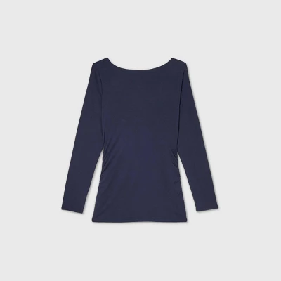 Long Sleeve Boat Neck Side Shirred Maternity T-Shirt - Isabel Maternity By Ingrid & Isabel™