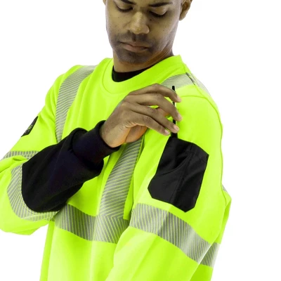 RefrigiWear High Visibility Hi Vis ANSI Type R, Class 3 Breathable Safety Crewneck Sweatshirt With Reflective Tape - Image 3