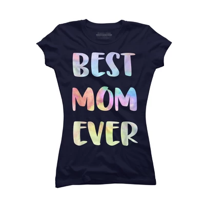 Junior's Design By Humans Best Mom Ever Rainbow Bubble Text By MiuMiuShop T-Shirt - Image 3