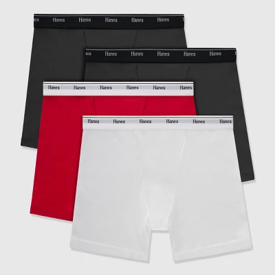 Hanes Women's 4pk Originals Boxer Briefs - White/Red/Black - Image 7
