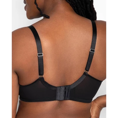 Curvy Couture Womens Sheer Mesh Full Coverage Unlined Underwire Bra - Image 3