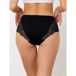 Agnes Orinda Women's Plus Size Panties Underwear Lace Breathable Mid Waist Stretch Briefs
