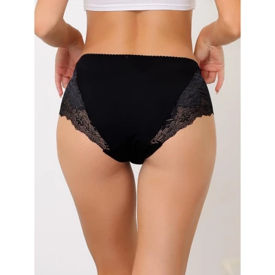 Agnes Orinda Women's Plus Size Panties Underwear Lace Breathable Mid Waist Stretch Briefs