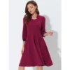 Allegra K Women's A Line Sweetheart Neck 3/4 Sleeve Belt Vintage Cocktail Dresses