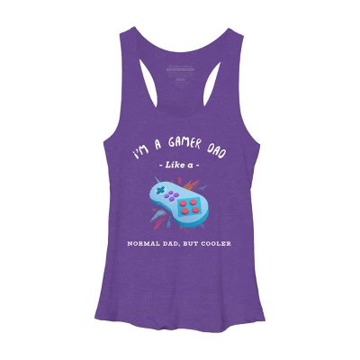 Women's Design By Humans Gamer Dad Like A Normal Dad, But Cooler By KaiHamilton Racerback Tank Top - Image 3