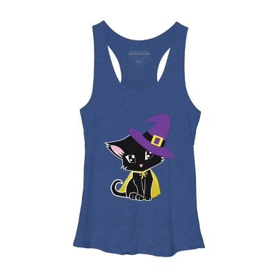 Women's Design By Humans Halloween Cat By AdrianaOliveira Racerback Tank Top - Image 5
