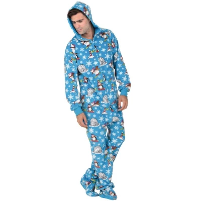 Footed Pajamas - Winter Wonderland Adult Hoodie Fleece Onesie - Image 2