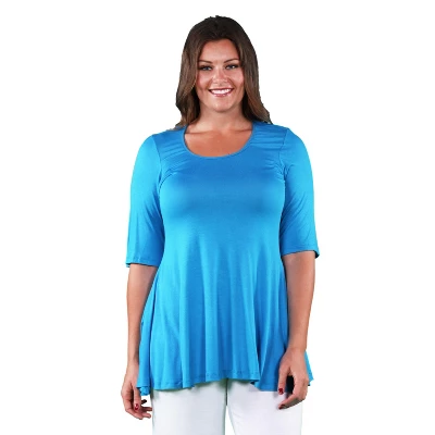 24seven Comfort Apparel Womens Plus Size Elbow Swing Tunic Top - Image 13