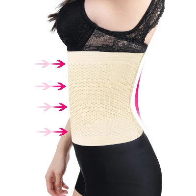 Unique Bargains Mesh Breathable Postpartum Belly Abdominal Shaping Belt Waist Wrapping Shaper Cincher Corset Shapewear Beige L - Image 3