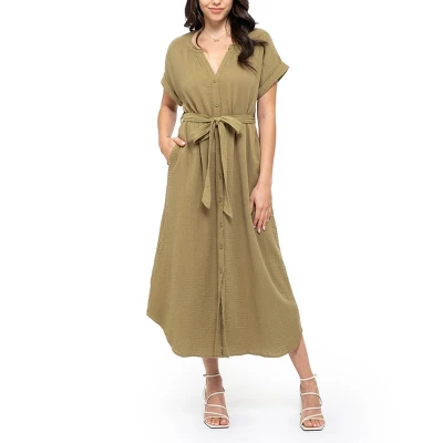 August Sky Women's Front Button Down Midi Dress - Image 4