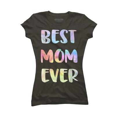 Junior's Design By Humans Best Mom Ever Rainbow Bubble Text By MiuMiuShop T-Shirt - Image 4