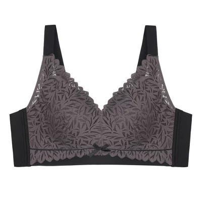 Agnes Orinda Women Plus Full Coverage Lace Soft Cup U Back Adjustable Strap Wireless Bras - Image 4