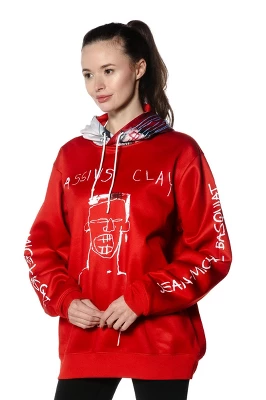 Members Only - Women's Basquiat X Members Only Hoodie Oversized Jacket - Red - Image 4