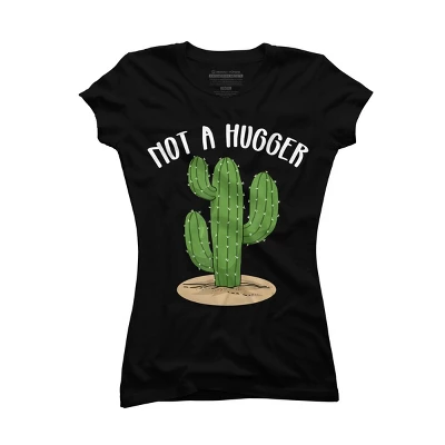 Junior's Design By Humans Not A Hugger Tshirt Botanical Cactus Tee Introvert Succulent By Luckyst T-Shirt - Image 2