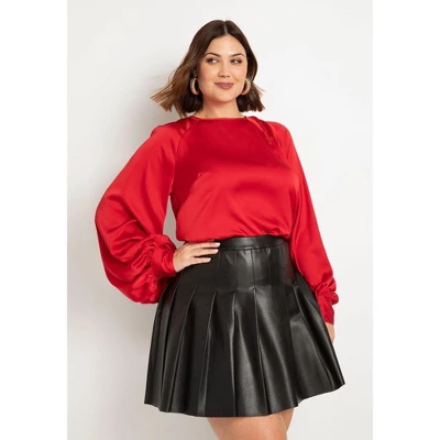 ELOQUII Women’s Plus Size Poet Sleeve Blouse With Tie Back - Image 6