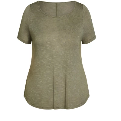 Women's Plus Size Slub Tee - Sage | EVANS - Image 2