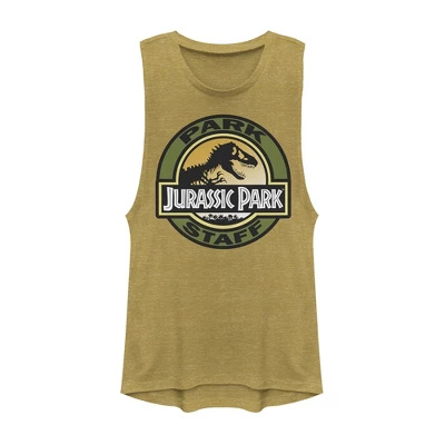 Junior's Jurassic Park Staff Badge Festival Muscle Tee - Image 2