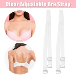 Unique Bargains ABS Non-Slip Adjustable Invisible Clear Bra Shoulder Strap Transparent 3 Pair