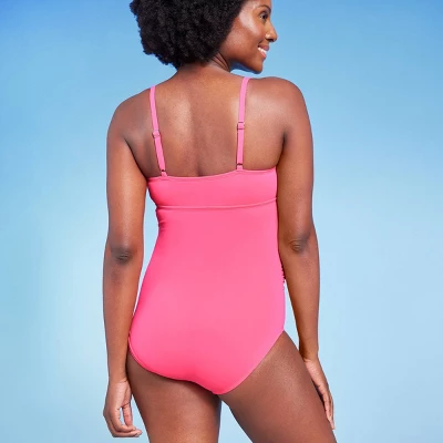 Ruffle Neck One Piece Maternity Swimsuit - Isabel Maternity By Ingrid & Isabel™ Pink