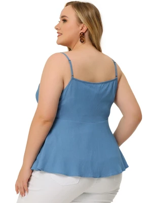 Agnes Orinda Plus Size Camisole For Women Peplum Adjustable Strap Tank Tops - Image 3