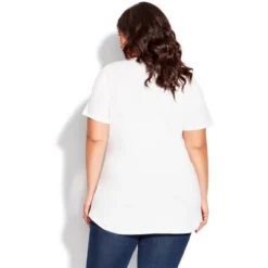 Women's Plus Size Graphic Print Top - White Star | AVENUE