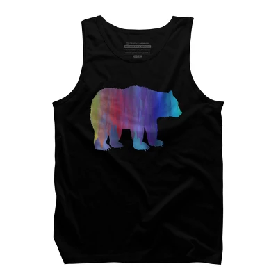 Design By Humans Rainbow Watercolor Artistic Bear By Maryedenoa Tank Top - Image 2