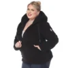 Plus Size Hooded High Pile Fleece Jacket - White Mark