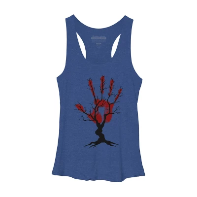 Women's Design By Humans Halloween Tree By AisenArt Racerback Tank Top - Image 6