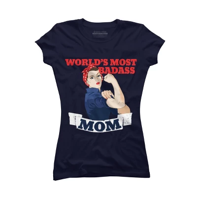 Junior's Design By Humans World's Most Badass Mom By BubbSnugg T-Shirt - Image 3