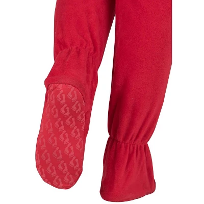 Footed Pajamas - Bright Red Adult Hoodie Fleece Onesie - Image 3