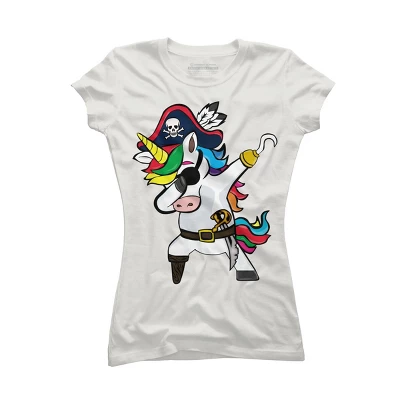 Junior's Design By Humans Dabbing Dance Pirate Unicorn Gifts Funny Halloween Costume Gift By Lukesstore T-Shirt - Image 7