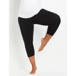 Plus Size Essential Stretch Secret Fit Belly Maternity Cropped Leggings | Motherhood Maternity