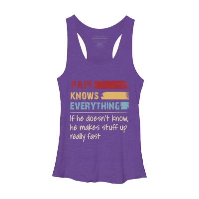 Women's Design By Humans Papi Knows Everything, If Not Makes Stuff Up By HoangCathrine Racerback Tank Top - Image 5