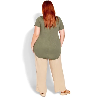 Women's Plus Size Slub Tee - Sage | EVANS