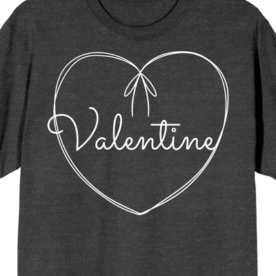 Bioworld Valentine's Day String Heart Crew Neck Short Sleeve Charcoal Heather Women's T-shirt