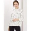 Allegra K Women's Vintage Ruffle Stand Collar Long Sleeves Polka Dots Blouse Top