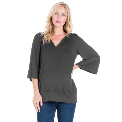 24seven Comfort Apparel Oversized Maternity Fashion Hoodie Top - Image 6