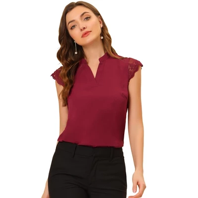 Allegra K Women's Work Office Split Neck Sleeveless Basic Blouse - Image 8