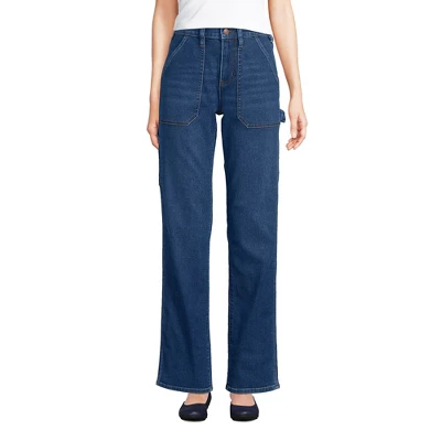 Lands' End Women's Recover High Rise Relaxed Straight Leg Utility Blue Jeans - Image 2