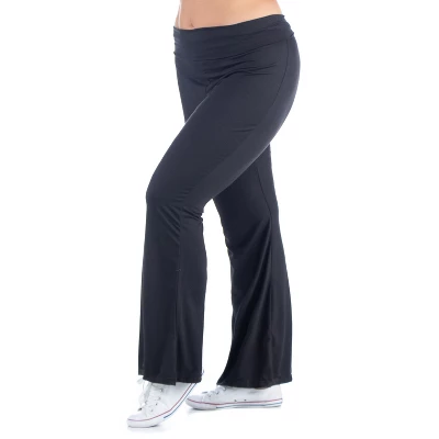 24seven Comfort Apparel Black Bell Bottom Foldover Waist Plus Size Sweatpants - Image 3