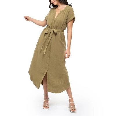 August Sky Women's Front Button Down Midi Dress - Image 3