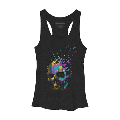 Women's Design By Humans Defragged Colorful Skull By DBHOriginals Racerback Tank Top - Image 4