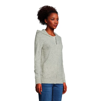 Lands' End Women's Cashmere Front Zip Hoodie Sweater - Image 2