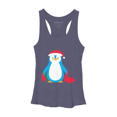 Women's Design By Humans Christmas Penguin By Moredesignsplease Racerback Tank Top - Image 4